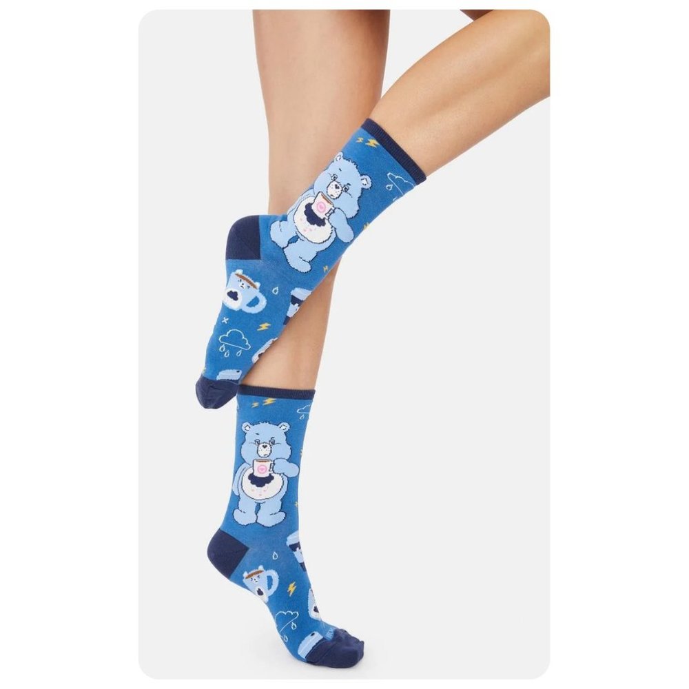!! NWT Socksmith Care Bears More Coffee Less Grumpy Crew Socks